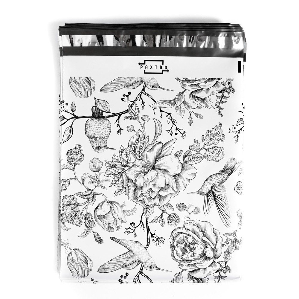 100 large polymailers 12x15 inches vintage birds boho print designer plastic bag - Picture 5 of 7